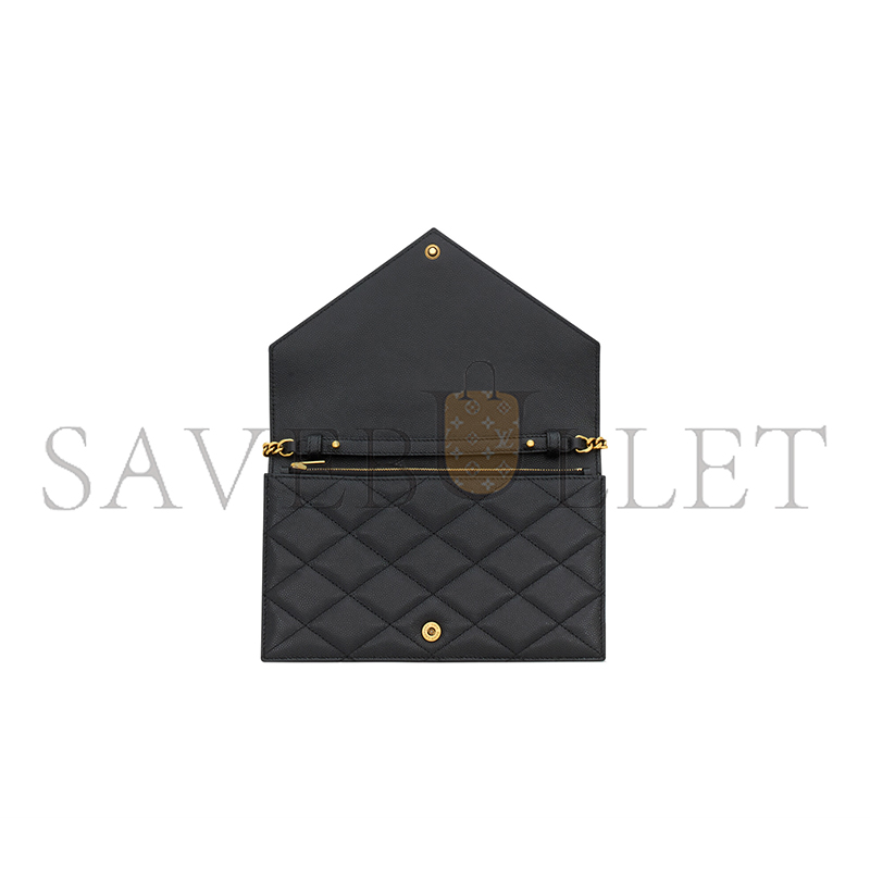 YSL PARIS CHAIN WALLET IN GRAIN DE POUDRE LEATHER 871149AAGOZ1000 (20*13*5cm)
